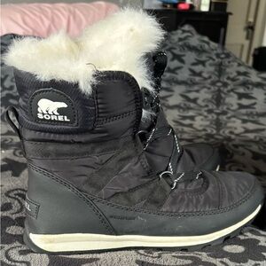 Sorel Black and White Fur-Lined Boots